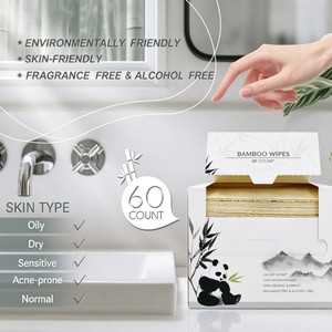 Serviettes faciales en bambou 100% biologique, sans parfum, double texture AB, sèches et humides, biodégradables, jetables - Product Image 2