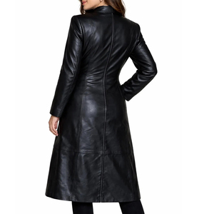 Abrigo Largo de Cuero para Mujer, Estilo Urbano de Invierno, Última Moda, Manga Larga, Cuello Alto, Cómodo - Product Image 4