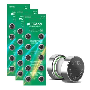 PUJIMAX Top vente 30 pièces batterie alcaline en acier inoxydable matériel pile bouton alcaline 1.5V pour jouets montre