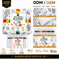 Couverture en polaire Sherpa personnalisable pour enfants, à colorier soi-même, avec marqueurs lavables et réutilisables, motifs géométriques, personnages de dessins animés, graffiti éducatifs