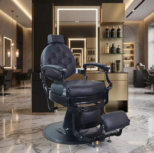 Sillón de Peluquería Hidráulico Reclinable para Cortar el Cabello, Masaje y Peluquería, Estilo Retro - Product Image 1