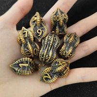 Juego de Dados Metálicos Únicos de Cthulhu Alien, Dados Poliédricos Sólidos con Forma de Cacahuete para DND, Regalo para Coleccionistas de Dungeons and Dragons