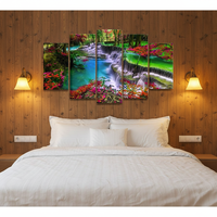 Nouvelle conception créative, peinture numérique imprimée, magnifique paysage de ruisseau de montagne, décoration murale pour la maison, peinture sur toile HD, lot de 5