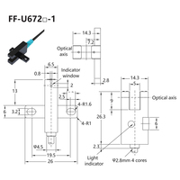 Capteur photoélectrique FF-U672-1 étanche IP67, sortie NPN, distance de détection 5 mm, DC 5-24V, forme en U