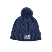 Bonnet en tricot jacquard unisexe avec pompon, logo brodé OEM, vente en gros