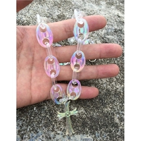 Hiphop punk personnalisé AB placage collier transparent exagéré croix tour de cou cool garçon cochon nez court collier pour hommes