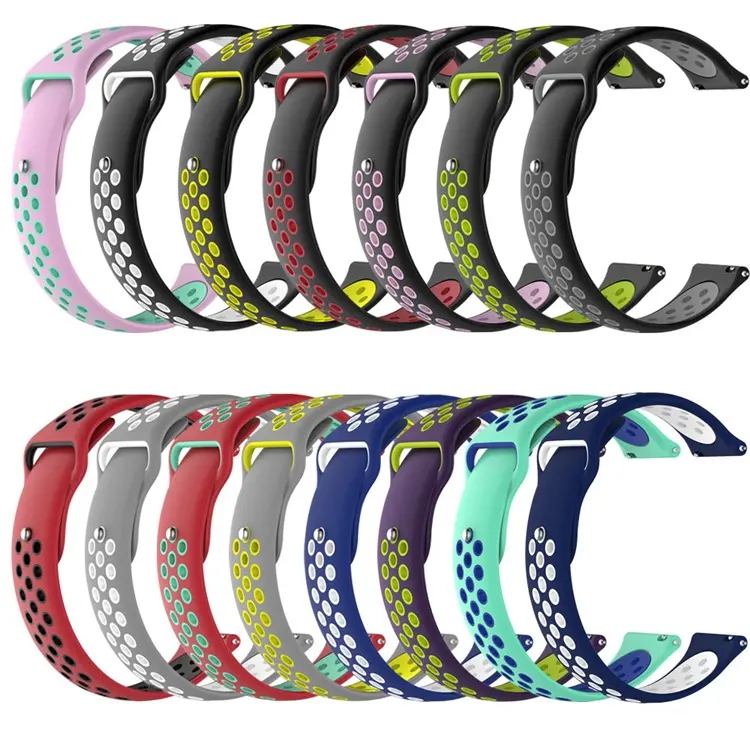 22mm dual color silicone rubber watch band strap For Amazfit pace / stratos 2 / stratos 2s