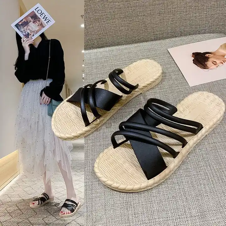 New Summer Women's Slippers Fashion Gold Band Designer Flat Sandals Bright  Leather Womens Shoes Female Party Beach Flip-flops - AliExpress