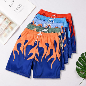 Short de bain pour hommes avec imprimé flamme, séchage rapide, avec cordon de serrage, pour la plage et le surf, taille adulte, grande taille, coupe européenne - Product Image 3