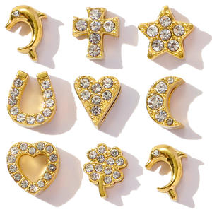 ステンレス鋼ハートスタービーズペンダントイルカクロスラインストーン馬のひづめDIYチャームネックレス女性用ジュエリー - Product Image 1