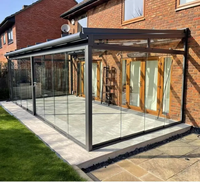 Véranda de luxe en aluminium avec toit en verre courbé, autoportante, en aluminium 6063-T6 à rupture de pont thermique, double vitrage trempé Low-E, jardin d'hiver