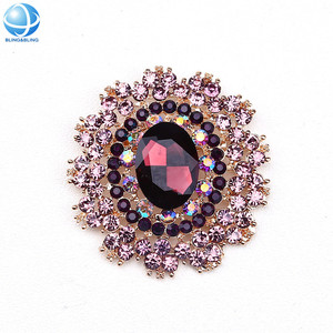 Spille a fiore di strass scintillanti multicolore all'ingrosso spille in lega di cristallo spilla rotonda per abito corpetto - Product Image 4