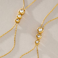 Collier long ajustable au design créatif, étanche, en acier inoxydable 18K PVD avec pendentif zircon, bijoux de mode