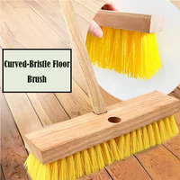 Brosse de nettoyage de sol innovante et écologique en bois massif naturel, robuste, pour éliminer la saleté, avec poignée ergonomique en PP jaune