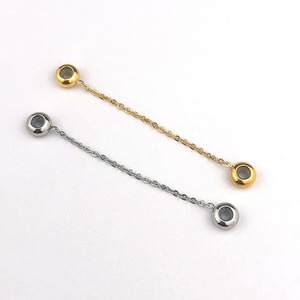 <b>Silicone</b> Stopper Safety Chain | 18K PVD Stainless Steel Anti Slip <b>Bead</b> End Buckle for DIY Bracelet Necklace Making - Product Image 3