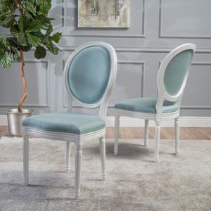 Tissu velours blanc à dos rond, chaise de mariage, chaise de salle à manger en bois massif pour événement de mariage, meubles d'hôtel, vente en gros - Product Image 1