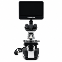 Microscope biologique avec écran LCD numérique de 10,1 pouces, trinoculaire, objectifs à huile 4X-100X pour l'enseignement en laboratoire scolaire
