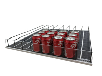 Glissières métalliques robustes à simple face pour réfrigérateur, poussoir de bouteilles pour système d'étagères coulissantes à rouleaux par gravité