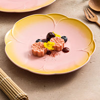Assiette ovale haut de gamme en céramique, dégradé rose-jaune, résistante au micro-ondes, pour usage hôtelier