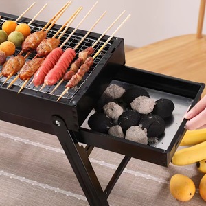 Barbecue au charbon de bois portable, pliable, sans fumée, multifonctionnel, avec <span class=keywords><strong>plateau</strong></span> à charbon extractible, pour la maison, le camping en plein air, les pique-niques - Product Image 6