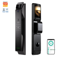 Kunci Pintar Otomatis Tuya Security dengan Kamera, Pengenal Wajah 3D, Sidik Jari Biometrik, Kata Sandi, 6590Israel Lock untuk Rumah Kayu