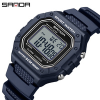 Modische Sportliche Digitaluhr für Herren 50M Wasserdicht Alarm Chronograph LED-Hintergrundbeleuchtung Silikonarmband Quadratisches Gehäuse Outdoor Herrenuhr