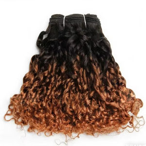 Extensions de cheveux humains Ombre Brun T1b 30 Mongolian <span class=keywords><strong>Pixie</strong></span> Curls avec closure et frontal - Product Image 5