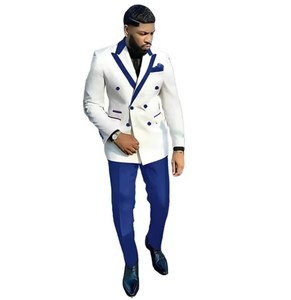 <span class=keywords><strong>Smoking</strong></span> da <span class=keywords><strong>Uomo</strong></span> Doppiopetto su Misura Bianco con Risvolto a Punta Personalizzato Vestito Slim Fit per Testimoni Set Casual - Product Image 6