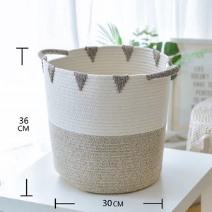 Cotton Rope Storage Basket 30x36 Cm Round Woven Laundry Basket For Clothing Organizer - Product Image 2