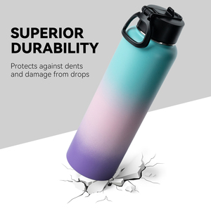 Botella de agua deportiva aislada de 40 oz con retención de frío por 24 horas, recubrimiento antiadherente, tapa con pajita a prueba de fugas, portátil, de acero inoxidable - Product Image 5