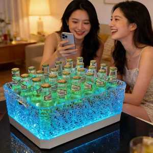 Led Ice Bucket Rectangular Acrylic Beer And Liquor Cooler For Party KTV Beverage Tub - Product Image 1