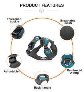 Grosir produsen OEM rompi hewan peliharaan bantalan lembut Harness latihan anjing tanpa tarik dengan tali depan dan belakang & pegangan kontrol - Product Image 3