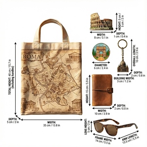Set de Regalo Personalizado de Recuerdos de la Ciudad de Roma: Mapa Vintage, Bolsa de Papel, Imán para Refrigerador del Coliseo, Llavero, Kit para Navidad o Graduación - Product Image 2