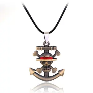 Luffy Mariner Law Male Anime Ship's Anchor Pendant Necklace Men Skull Shanks Pirate Flag Ace Necklaces Rudder Zoro BFF Gifts
