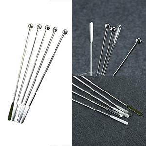 2026 Custom Swizzle Sticks for <b>Cocktails</b> 7.5 Inch Drinking Reusable Metal Stir Sticks with Small Rectangular Paddles for Coffee - Product Image 4
