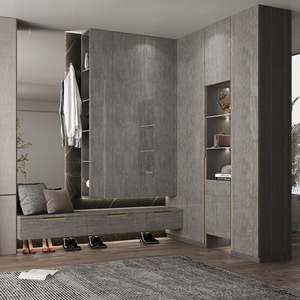 Armoire Pliable Moderne de Luxe Modulaire Personnalisée en Mélamine Bois Écologique Meubles de Chambre à Coucher Haut de Gamme Vêtements Utilisation Domestique - Product Image 3