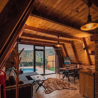 Cadre en acier Maison préfabriquée Huttes Resort Cottage Maison Jardin Chalet Bois Log Cabane Kits A Cadre Mini Maisons