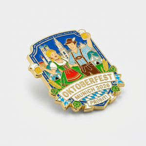 Épinglette en métal souvenirs bavaroises personnalisée de qualité supérieure en alliage de zinc estampé et émail souple pour festival de la bière - Product Image 1