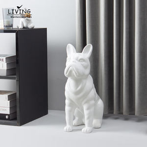 Escultura artística de <span class=keywords><strong>Bulldog</strong></span> para decoración Interior del hogar, escultura decorativa de cerámica, estilo nórdico y moderno, con diseño de Animal grande blanco - Product Image 2