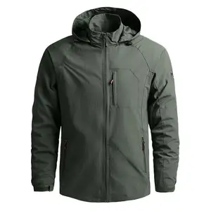 Chaqueta con capucha para hombre, con logotipo personalizado, impermeable, con cremallera lateral, informal, para deportes al aire libre, venta al por mayor