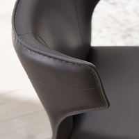 Chaise de salle à manger en cuir avec dossier en forme d'aile de papillon, chaise d'appoint sans accoudoirs entièrement rembourrée