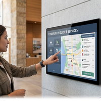 Écran publicitaire LCD tactile mural intérieur ultra-fin 4K de 43, 55, 65, 75 pouces avec menu numérique Android et WiFi