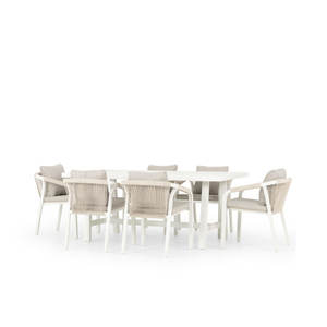Ensemble de salle à manger extérieure moderne 7 pièces avec mobilier d'extérieur confortable à cadre en aluminium durable - Product Image 4