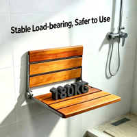 Chaise de toilette moderne en bois siège de douche mural banc pliant tabouret de douche pour personnes âgées dans la salle de bain