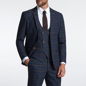 <span class=keywords><strong>Abito</strong></span> da <span class=keywords><strong>uomo</strong></span> su misura giacca in lana blu scuro Plaid da <span class=keywords><strong>uomo</strong></span> formale matrimonio sposo Business squisito <span class=keywords><strong>abito</strong></span> di moda <span class=keywords><strong>a</strong></span> tre pezzi - Product Image 1
