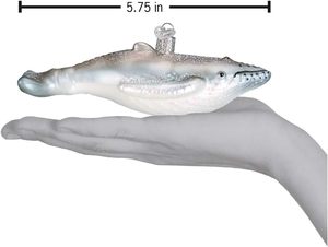 Décoration de Noël suspendue en verre soufflé artisanal sur mesure, thème plage, baleine verte à bosse, vie marine, baleine <span class=keywords><strong>Beluga</strong></span>, poisson - Product Image 5