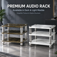 Support audio HiFi, en contreplaqué de bouleau avec revêtement UV de 0,5 mm, pieds en acier inoxydable massif, support d'amplificateur antichoc avec pointes d'isolation