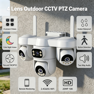 Cámara <span class=keywords><strong>IP</strong></span> de Seguridad CCTV WiFi de Doble Banda 2.4G 5G OEM de 20MP 10K Inalámbrica con 4 Lentes y 4 Pantallas para Monitoreo Interior y Exterior - Product Image 1