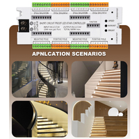 Contrôleur d'éclairage d'escalier LED intelligent haute luminosité 4 canaux capteur de mouvement PIR pour gradateurs COB d'escalier intérieur à 32 marches