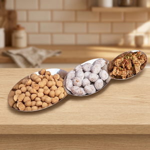 Modern Metal Three Section Serving <b>Platter</b> Decorative Snack Tray Dry Fruit Candy Appetizer Serving Dish with Compartments - Product Image 2